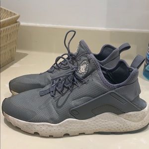 Grey and white Nike air huarache run ultra